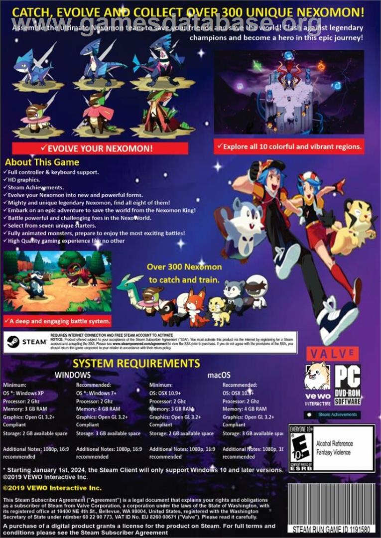 Nexomon - Microsoft Windows - Artwork - Box Back