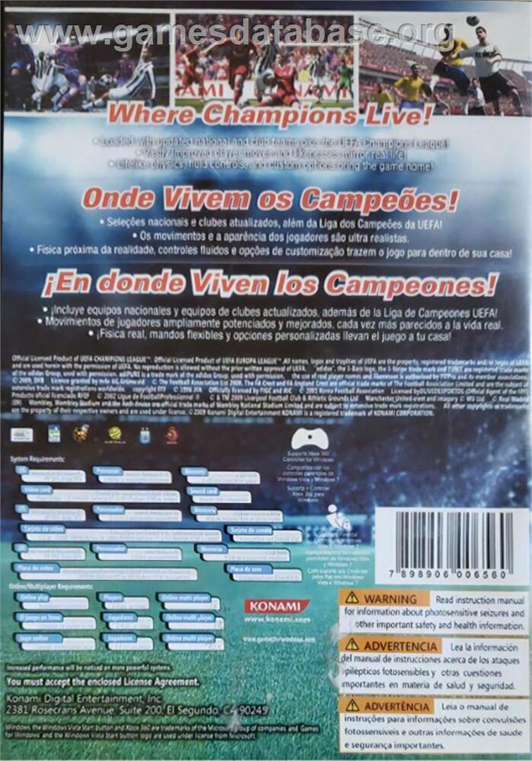 PES 2010 - Pro Evolution Soccer - Microsoft Windows - Artwork - Box Back