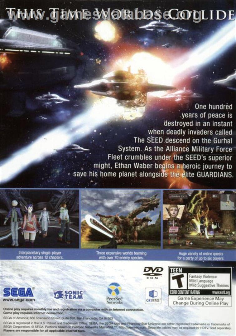 Phantasy Star Universe - Microsoft Windows - Artwork - Box Back