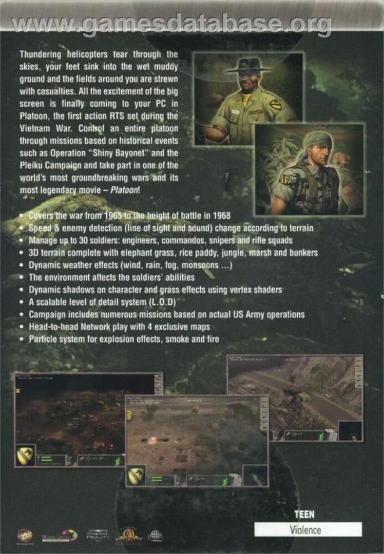 Platoon - Microsoft Windows - Artwork - Box Back