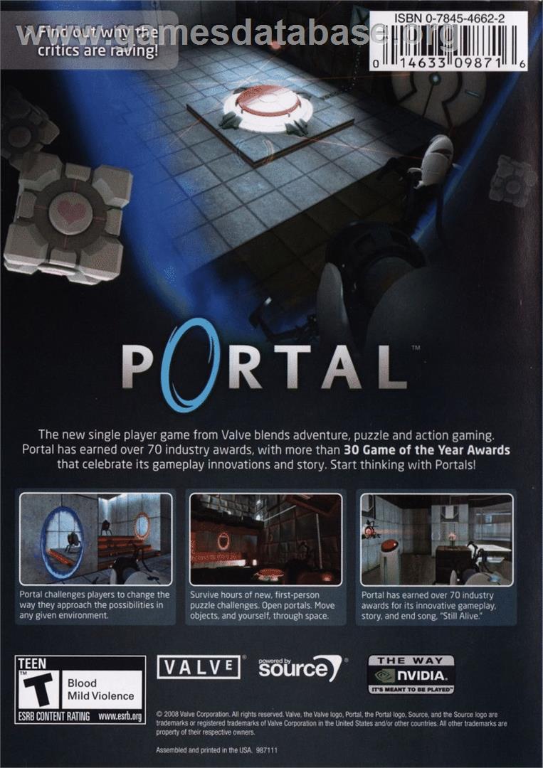 Portal - Microsoft Windows - Artwork - Box Back