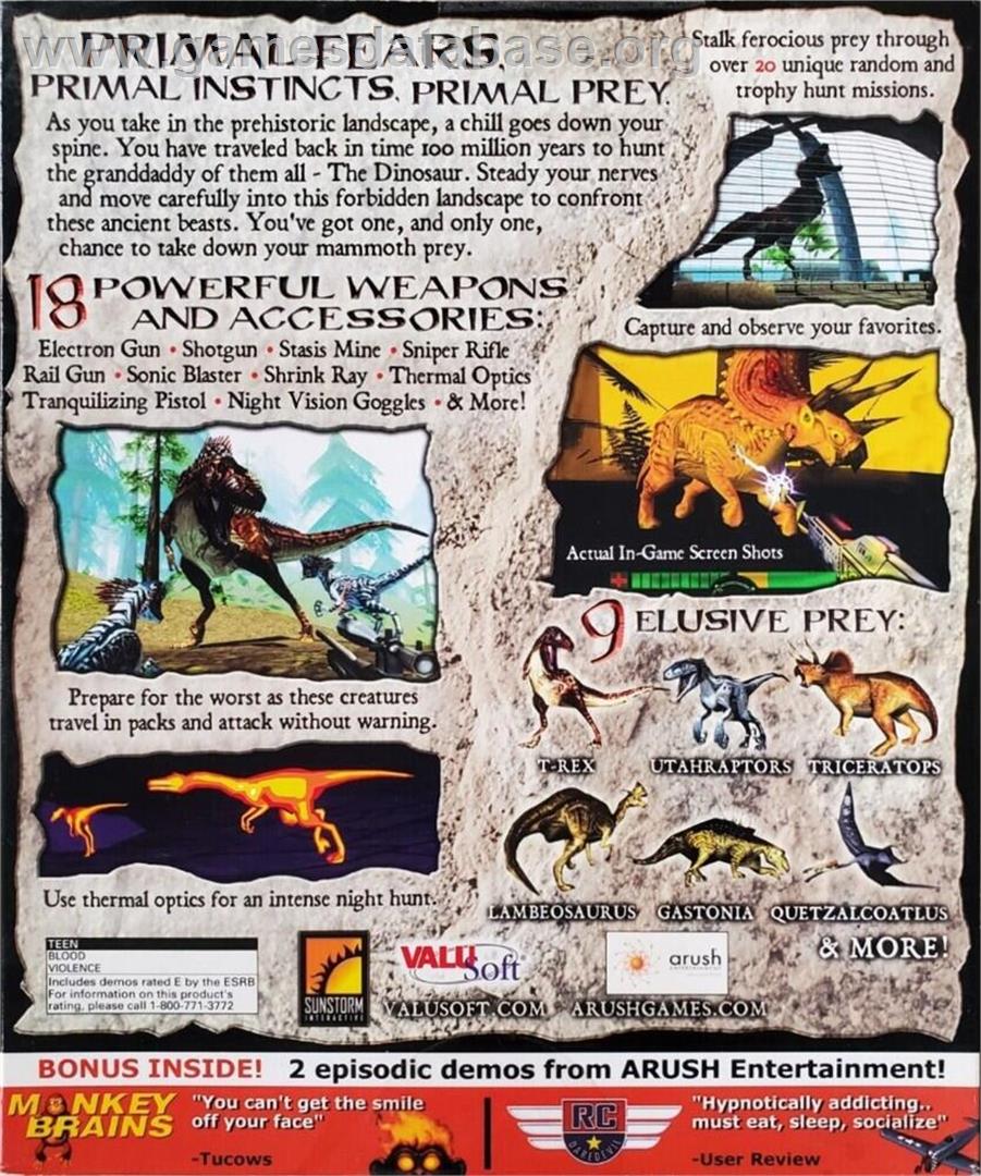 Primal Prey - Microsoft Windows - Artwork - Box Back