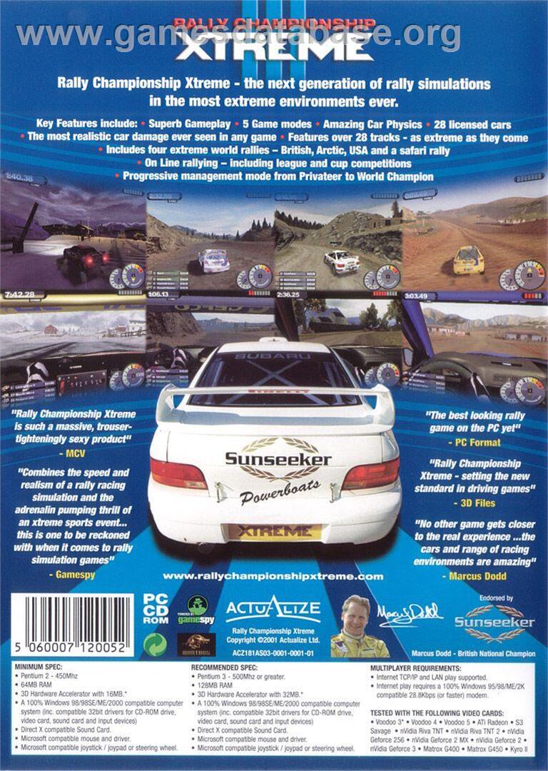 Rally Championship Xtreme - Microsoft Windows - Artwork - Box Back