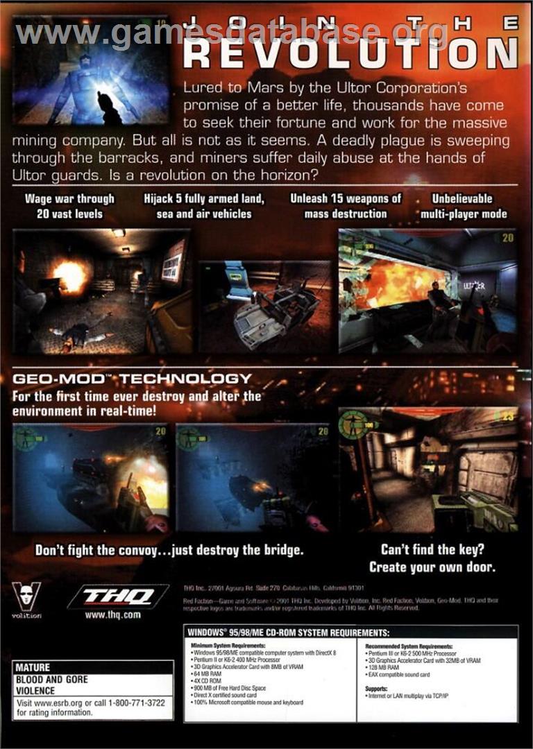 Red Faction - Microsoft Windows - Artwork - Box Back