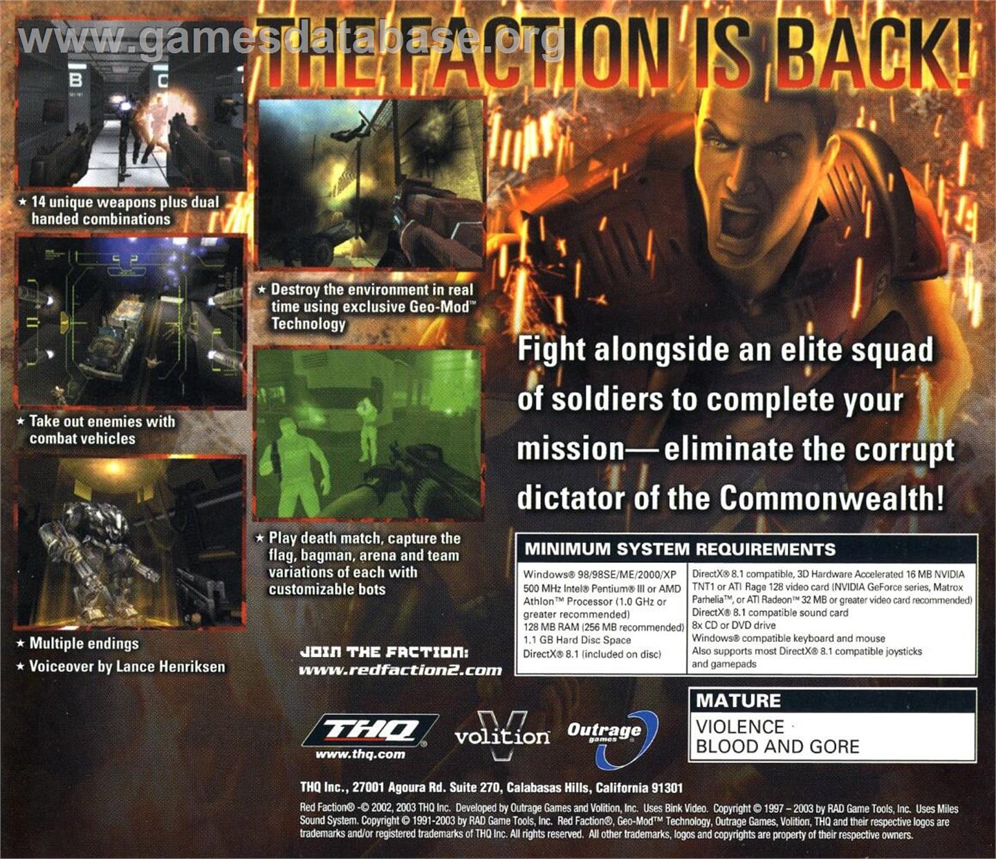 Red Faction 2 - Microsoft Windows - Artwork - Box Back