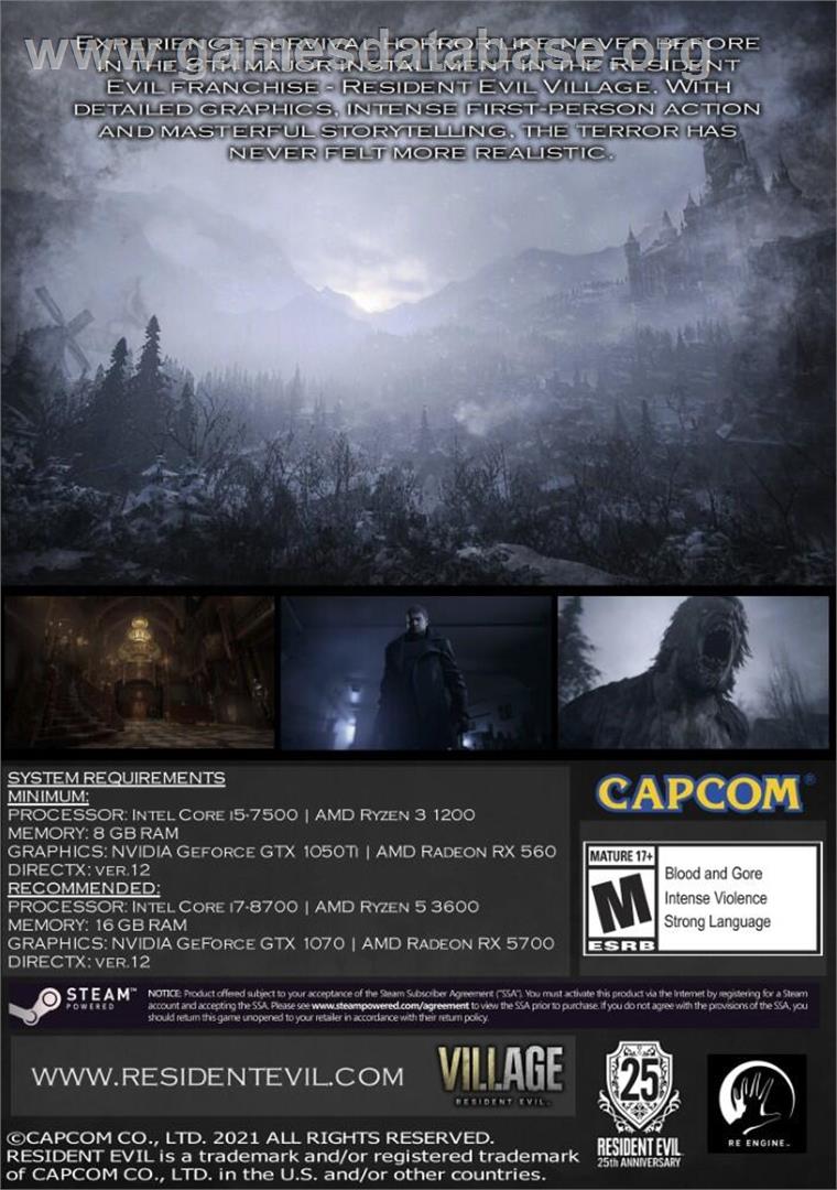 Resident Evil - Village - Microsoft Windows - Artwork - Box Back