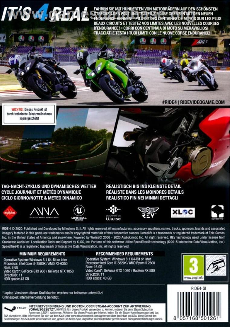 Ride 4 - Microsoft Windows - Artwork - Box Back