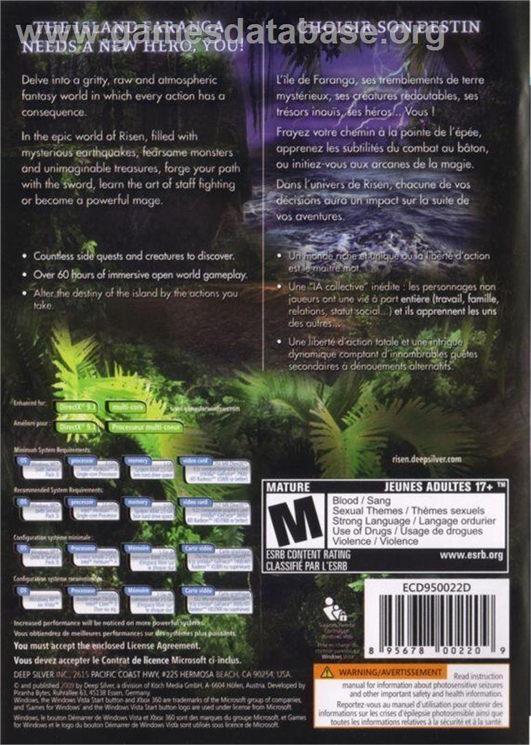 Risen - Microsoft Windows - Artwork - Box Back