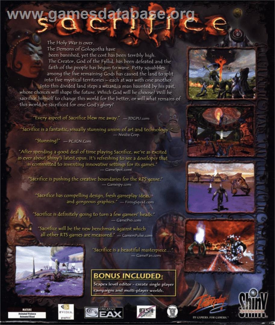 Sacrifice - Microsoft Windows - Artwork - Box Back