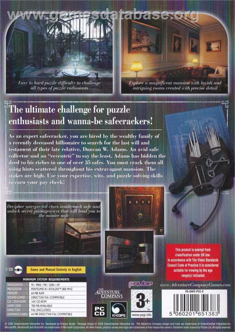 Safecracker - The Ultimate Puzzle Adventure - Microsoft Windows - Artwork - Box Back