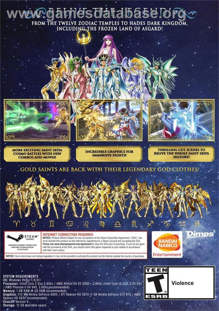 Saint Seiya - Soldiers' Soul - Microsoft Windows - Artwork - Box Back