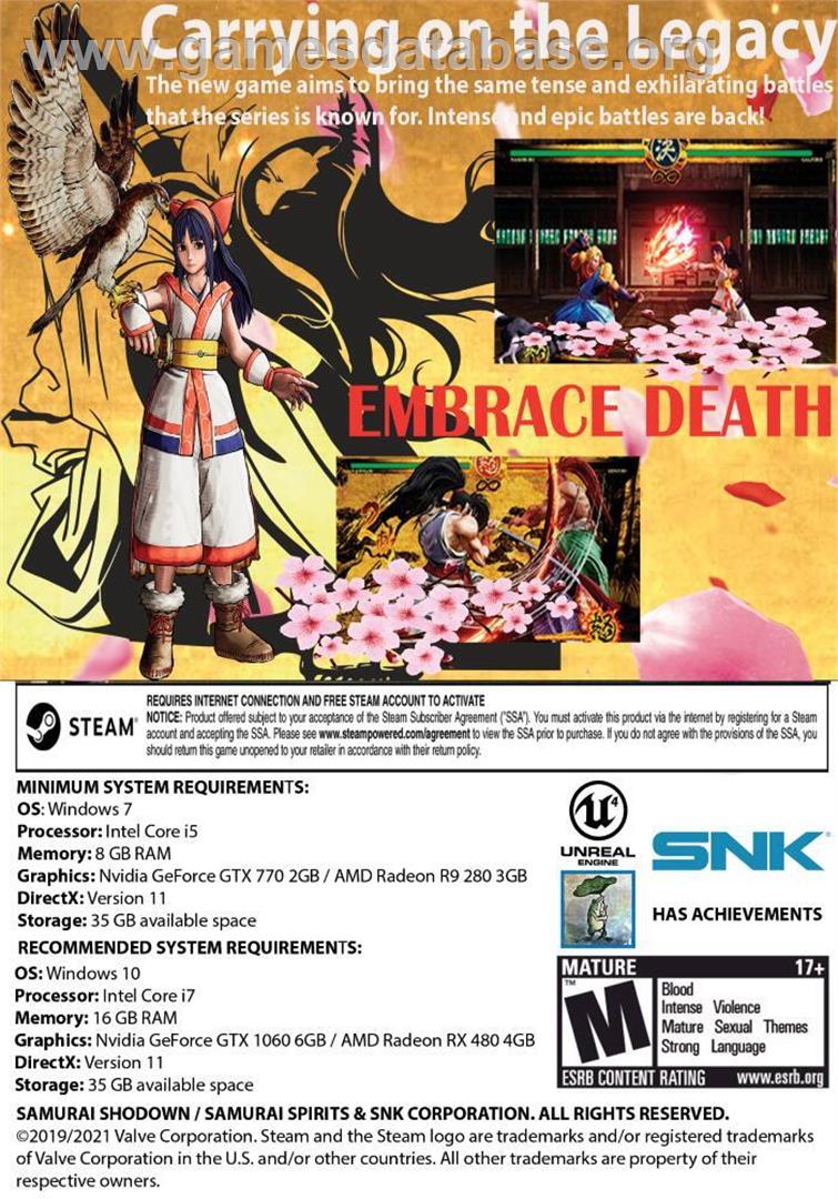 Samurai Shodown - Microsoft Windows - Artwork - Box Back