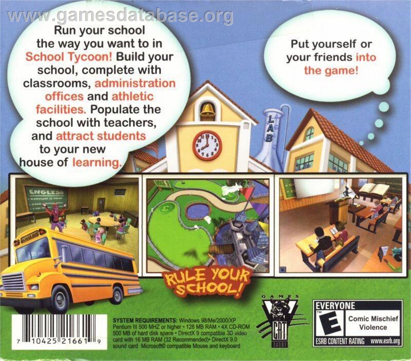 School Tycoon - Microsoft Windows - Artwork - Box Back