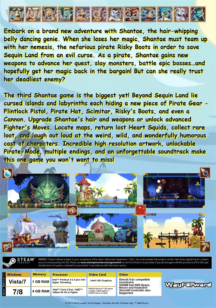 Shantae and the Pirate's Curse - Microsoft Windows - Artwork - Box Back