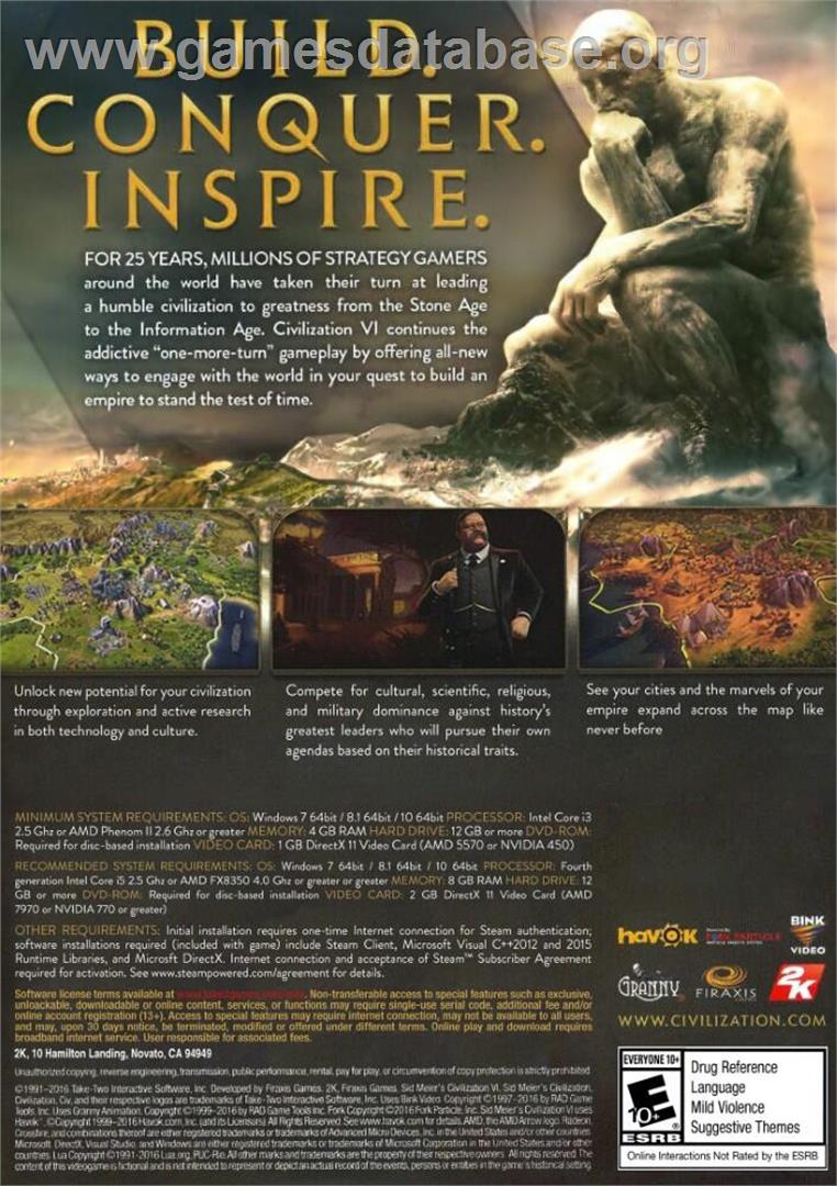 Sid Meier's Civilization V - Microsoft Windows - Artwork - Box Back