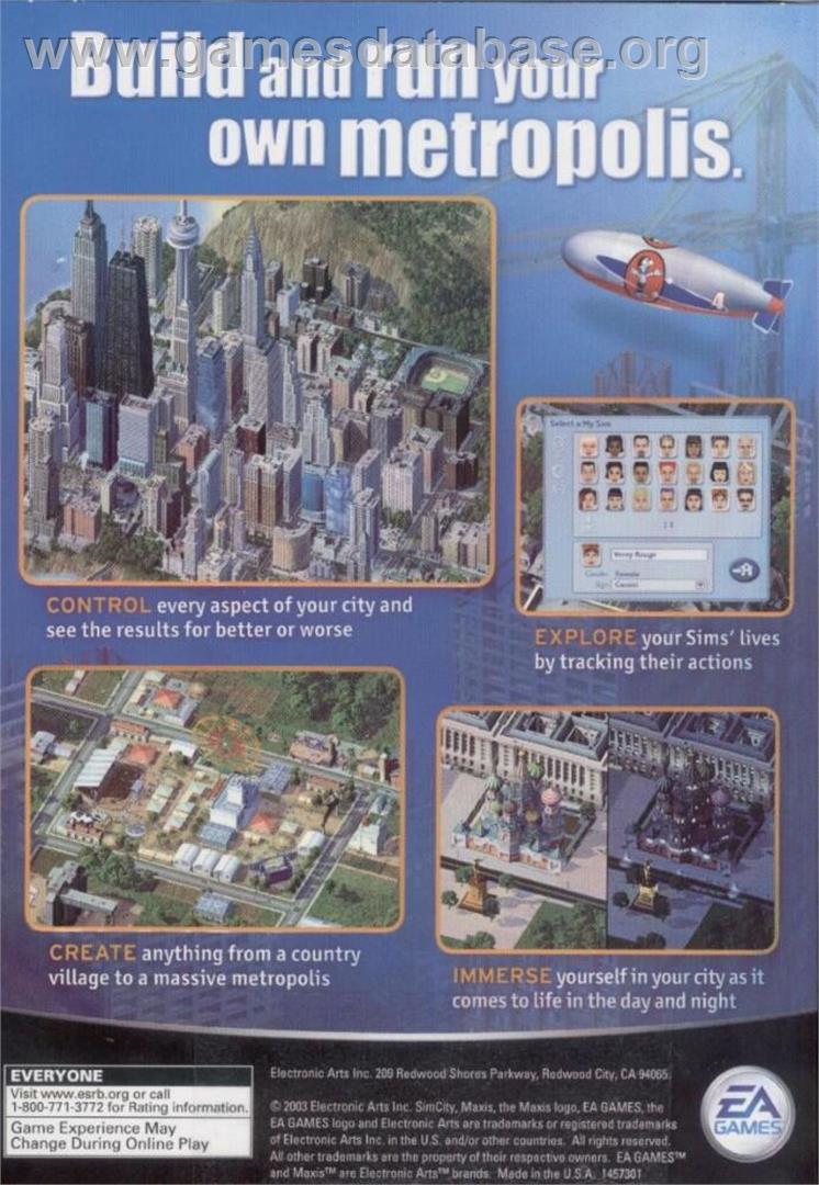 SimCity 4 - Microsoft Windows - Artwork - Box Back