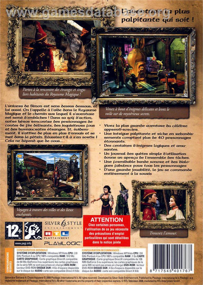 Simon the Sorcerer 4 - Chaos Happens - Microsoft Windows - Artwork - Box Back