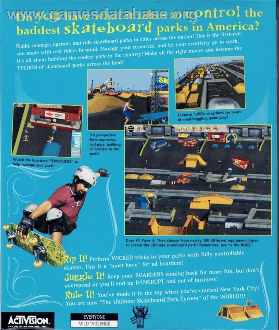 Skateboard Park Tycoon - Microsoft Windows - Artwork - Box Back