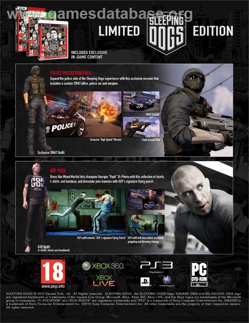 Sleeping Dogs - Microsoft Windows - Artwork - Box Back