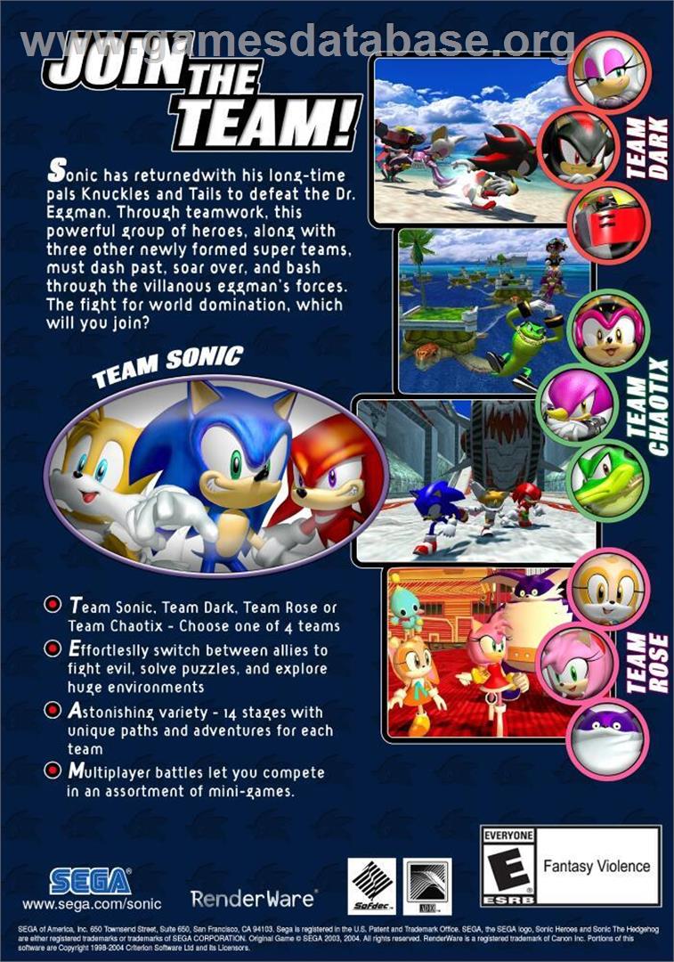 Sonic Heroes - Microsoft Windows - Artwork - Box Back