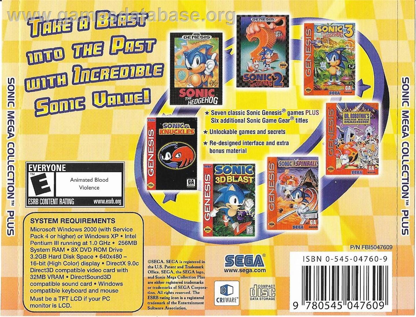 Sonic Mega Collection Plus - Microsoft Windows - Artwork - Box Back