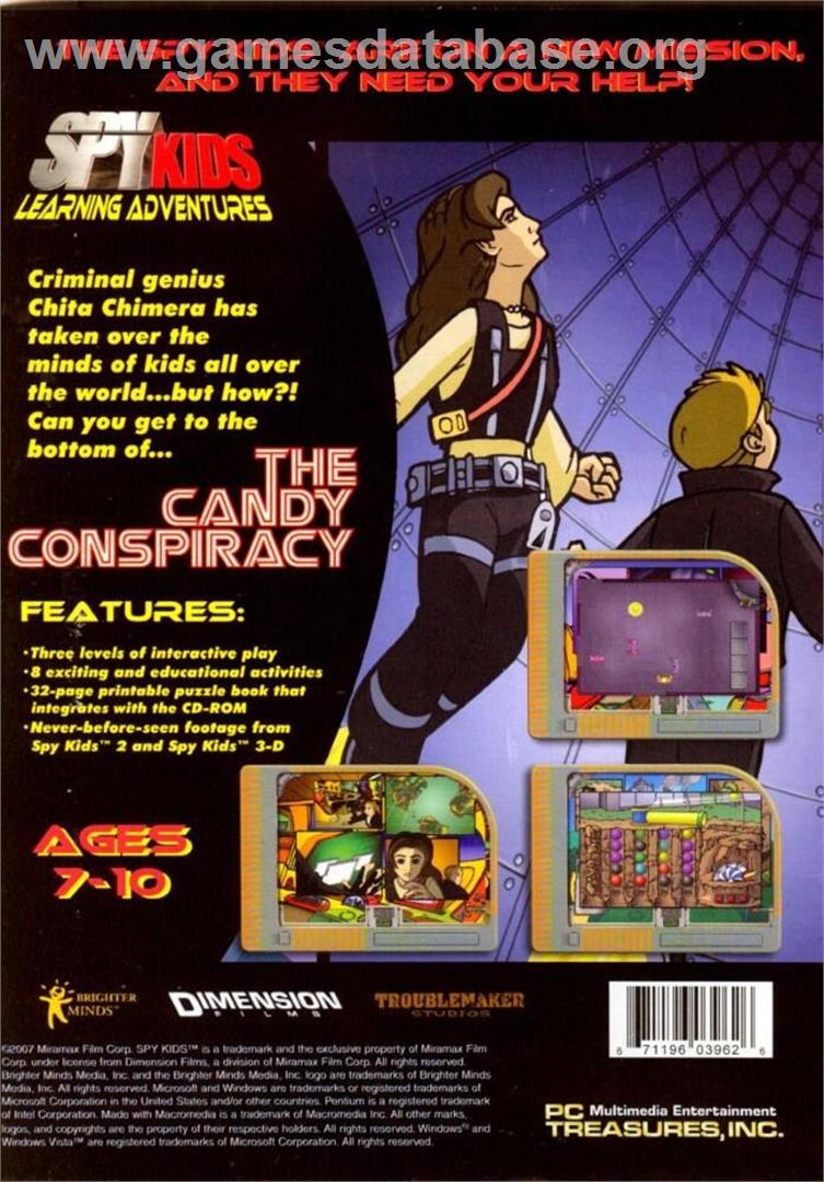 Spy Kids Learning Adventures - Mission - The Candy Conspiracy - Microsoft Windows - Artwork - Box Back