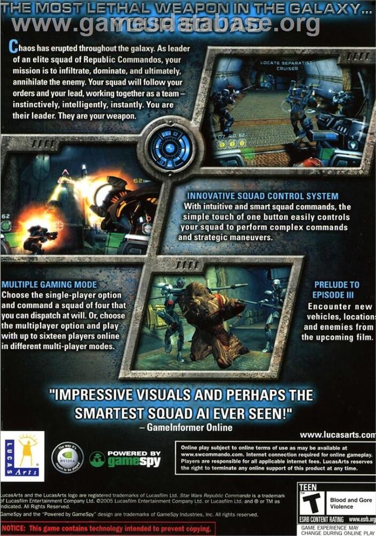 Star Wars - Republic Commando - Microsoft Windows - Artwork - Box Back