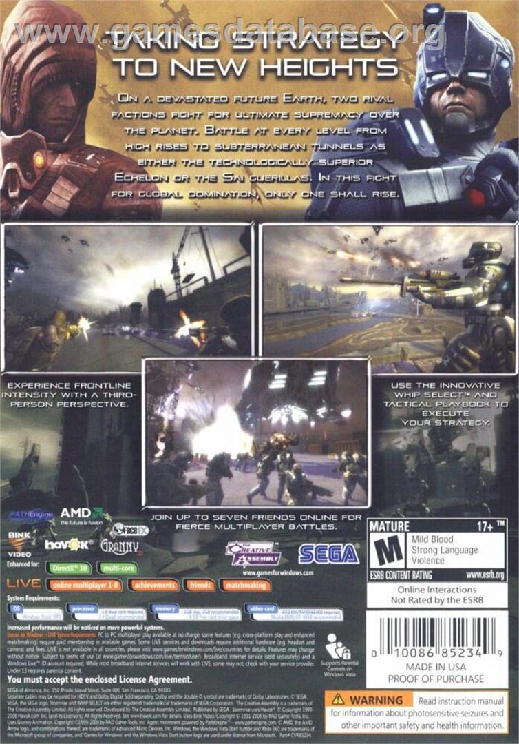 Stormrise - Microsoft Windows - Artwork - Box Back