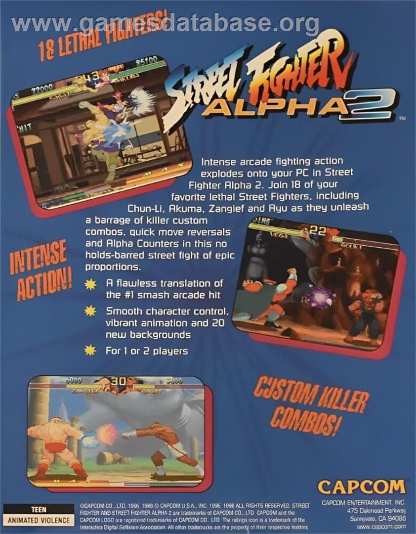 Street Fighter Alpha 2 - Microsoft Windows - Artwork - Box Back