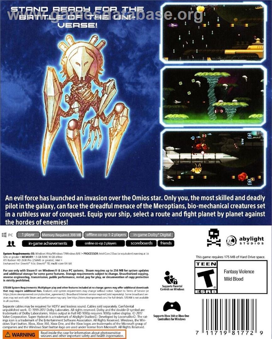 Super Hydorah - Microsoft Windows - Artwork - Box Back