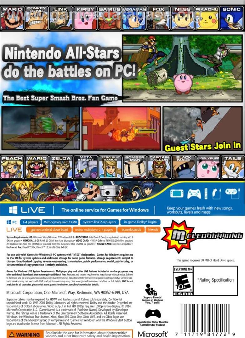 Super Smash Flash 2 - Microsoft Windows - Artwork - Box Back