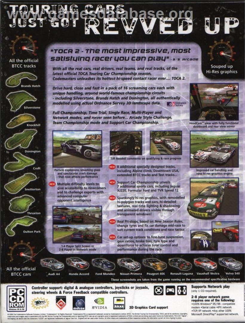 TOCA 2 - Touring Car Challenge - Microsoft Windows - Artwork - Box Back