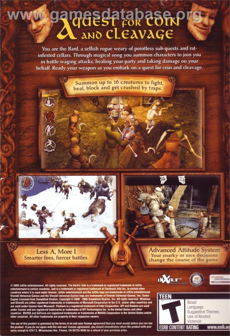 The Bard's Tale - Microsoft Windows - Artwork - Box Back
