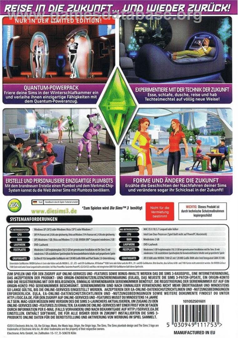 The Sims 3 - Into the Future - Microsoft Windows - Artwork - Box Back