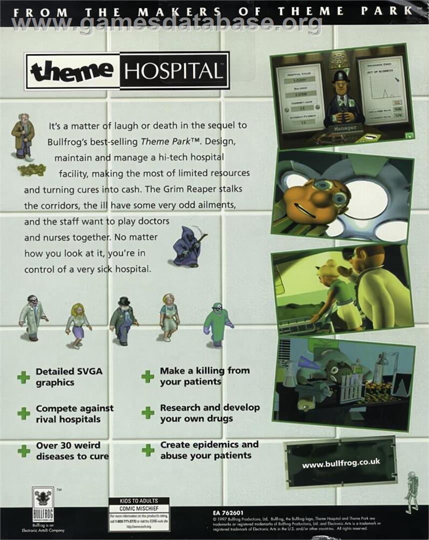 Theme Hospital - Microsoft Windows - Artwork - Box Back