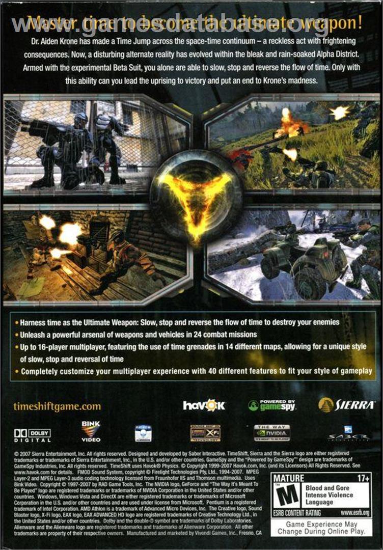 TimeShift - Microsoft Windows - Artwork - Box Back