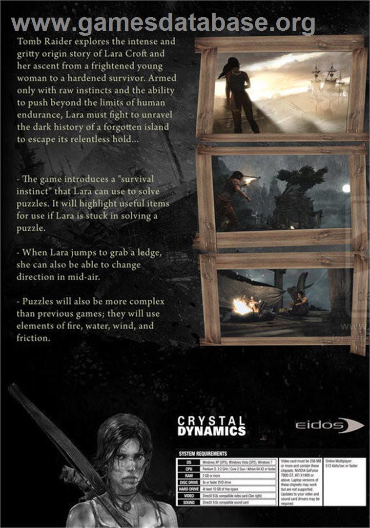 Tomb Raider - Microsoft Windows - Artwork - Box Back