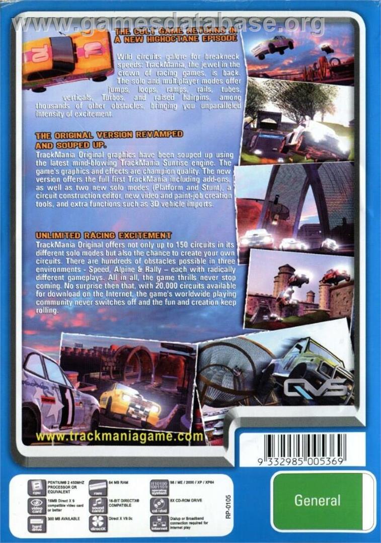 TrackMania Original - Microsoft Windows - Artwork - Box Back