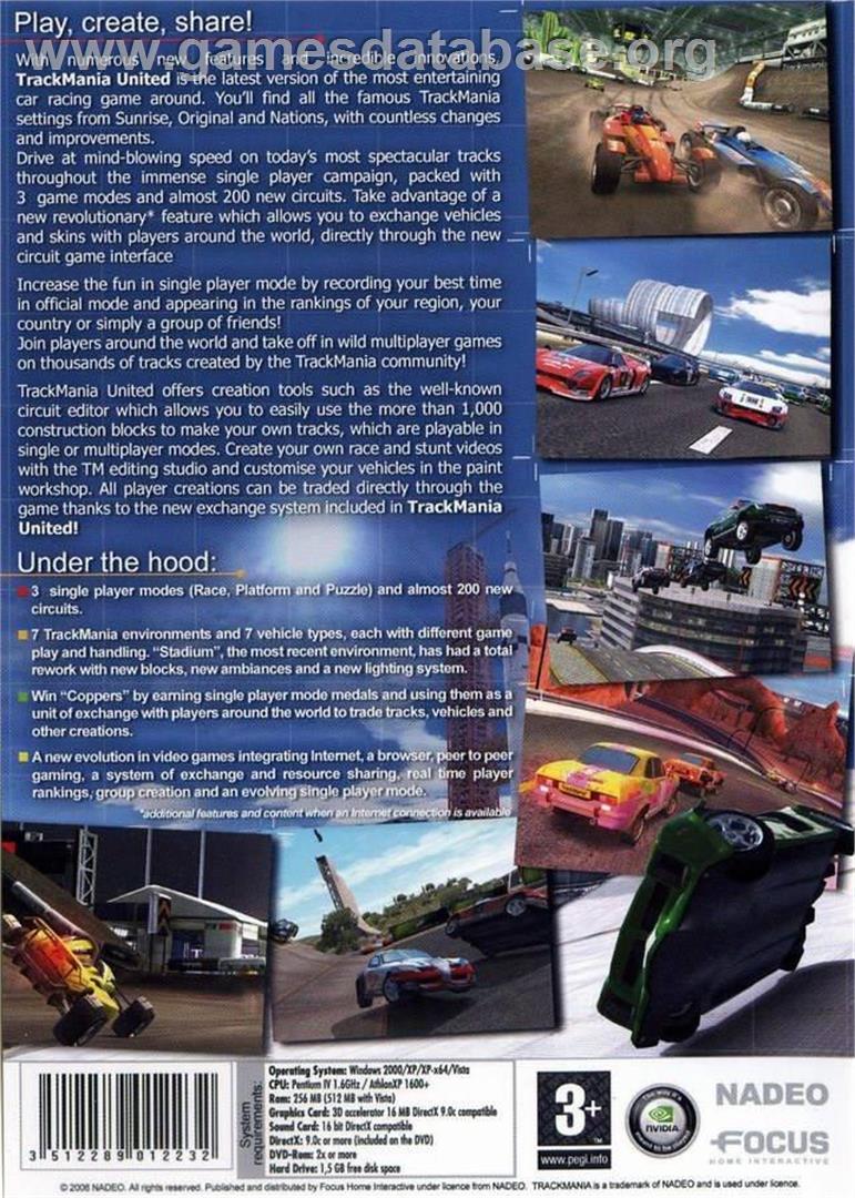 TrackMania United (Limited First Edition) - Microsoft Windows - Artwork - Box Back