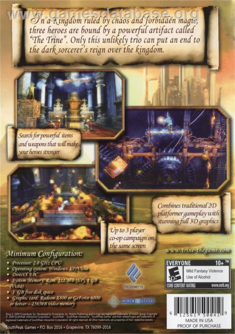 Trine - Microsoft Windows - Artwork - Box Back