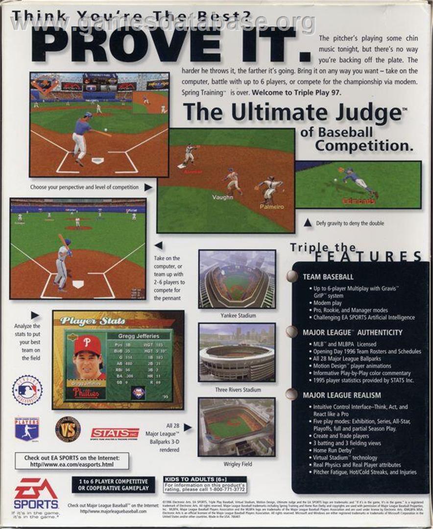 Triple Play 97 - Microsoft Windows - Artwork - Box Back