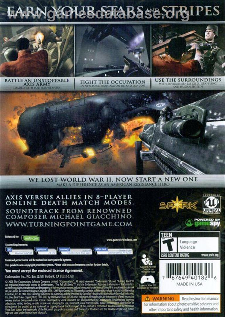 Turning Point - Fall of Liberty - Microsoft Windows - Artwork - Box Back
