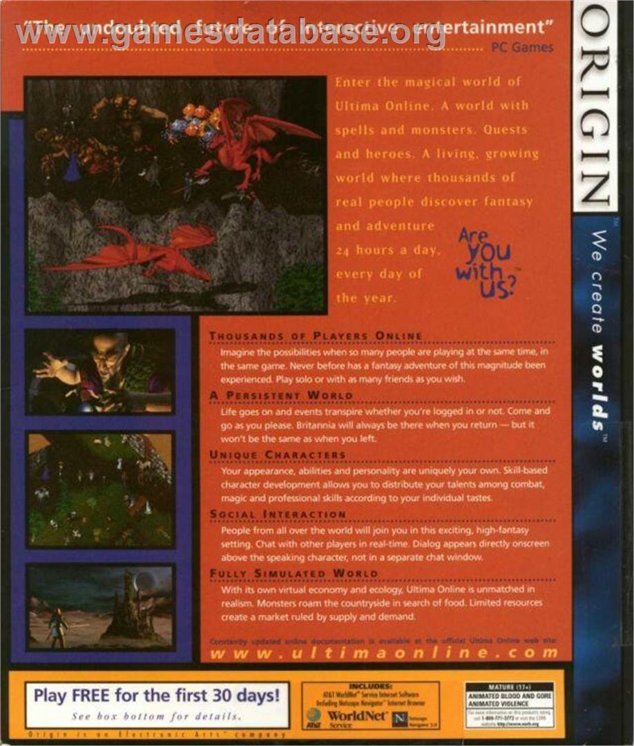 Ultima Online - Microsoft Windows - Artwork - Box Back