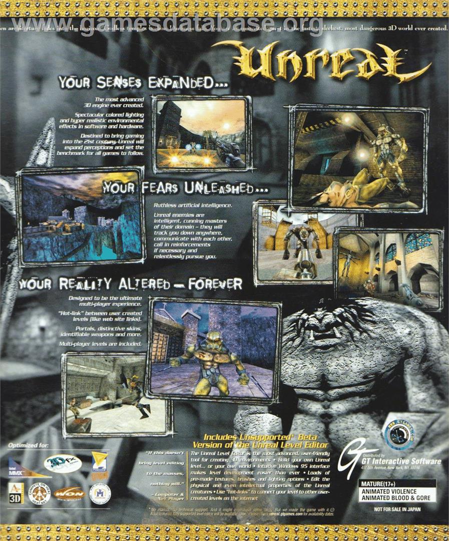 Unreal - Microsoft Windows - Artwork - Box Back