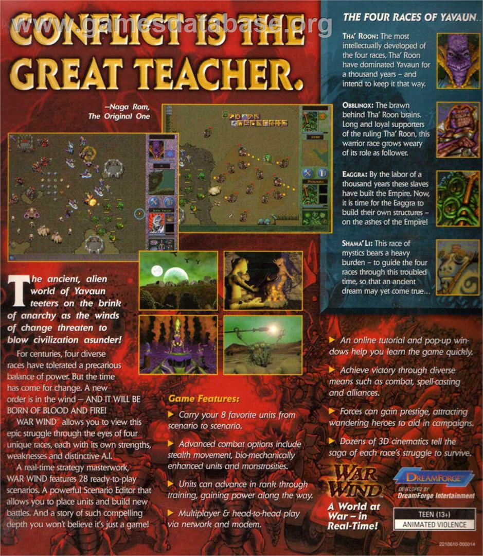 War Wind - Microsoft Windows - Artwork - Box Back