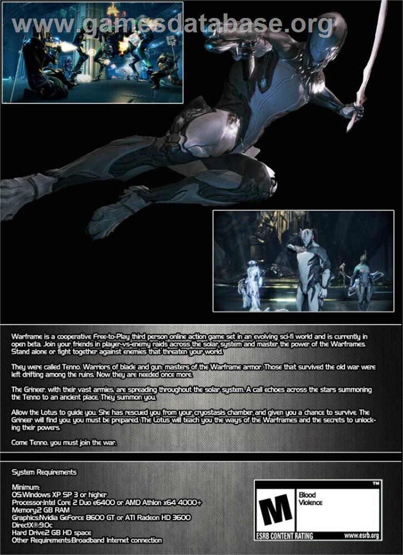 Warframe - Microsoft Windows - Artwork - Box Back