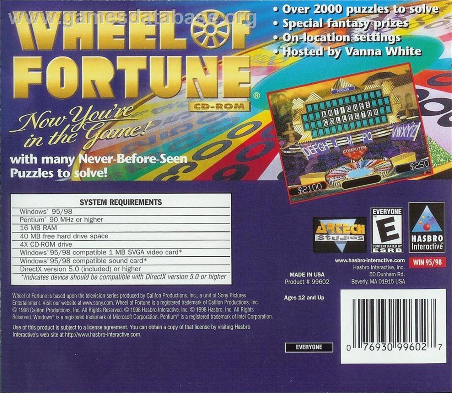 Wheel of Fortune - Microsoft Windows - Artwork - Box Back