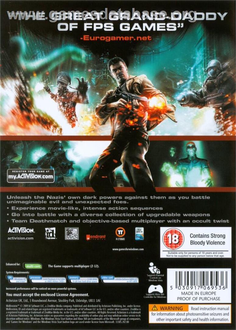 Wolfenstein - Microsoft Windows - Artwork - Box Back