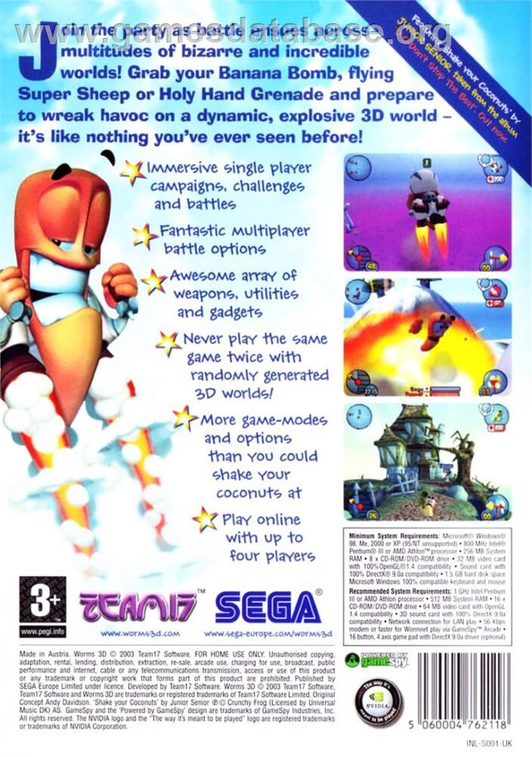 Worms 3D - Microsoft Windows - Artwork - Box Back