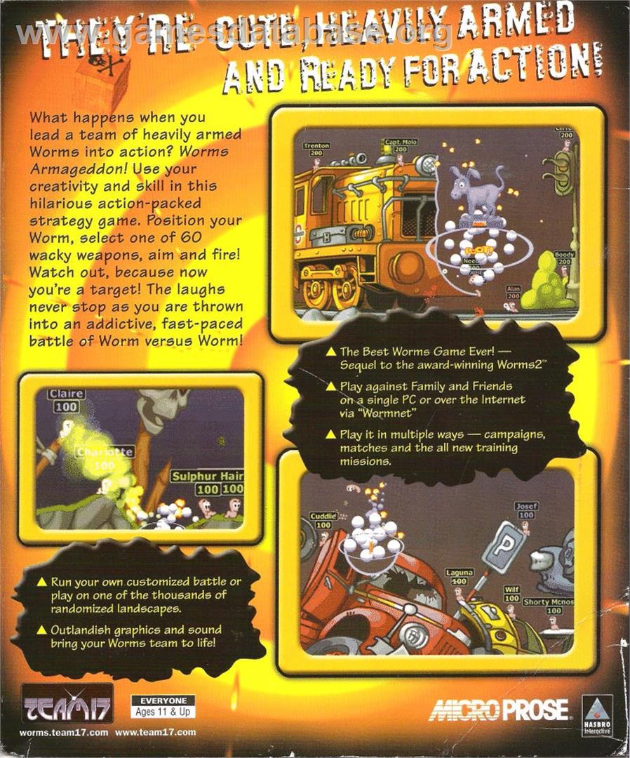 Worms Armageddon - Microsoft Windows - Artwork - Box Back